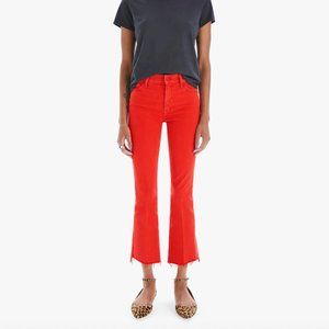 Mother Insider Crop Fray Red Jeans